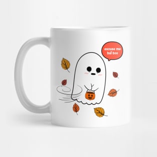 Sad ghost with a pumpkin Mug